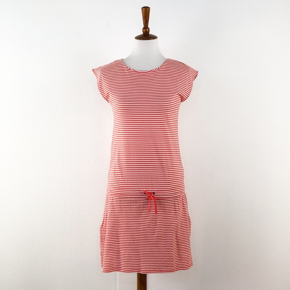 Vince Red White Striped T-Shirt Style Dress - Picture 1 of 7